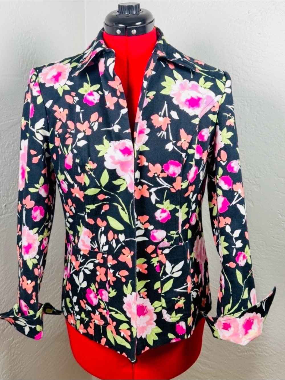 First Issue Liz Claiborne Bright Floral Hidden Closure Blazer Size M
